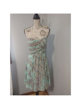 Women's Allure Bridals 1437 Knee length Sprapless Dress Size 12 Mint Floral